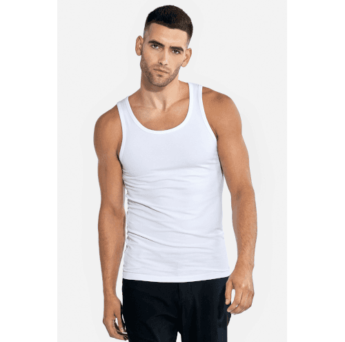 Tank cotton stretch White